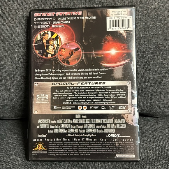 The Terminator Spec Ed DVD 2003 Arnold Schwarzenegger Linda Hamilton Sci-Fi - Picture 3 of 9